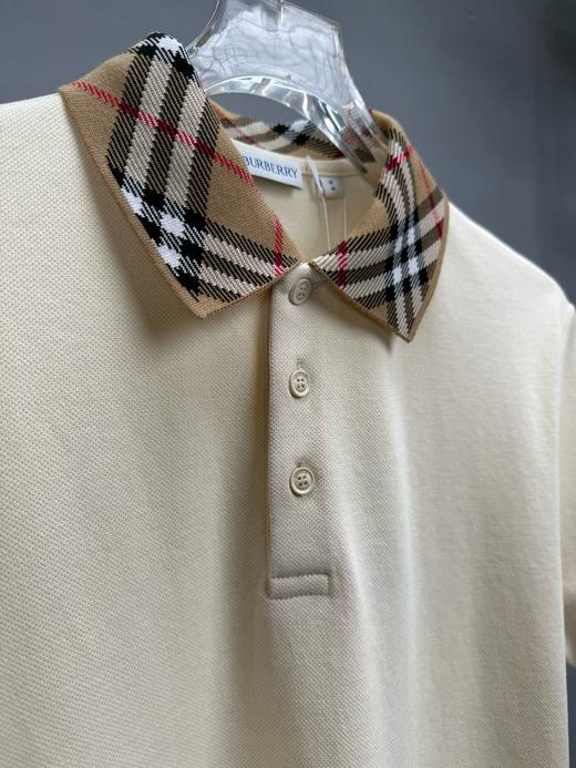 B家 格纹领/刺绣 丝光珠地棉 翻领短袖POLO衫 Z-15089 商品图0