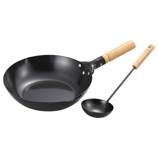 日本进口TAMAHASHIFancia铁制木柄北京锅28厘米附锅勺 商品图0