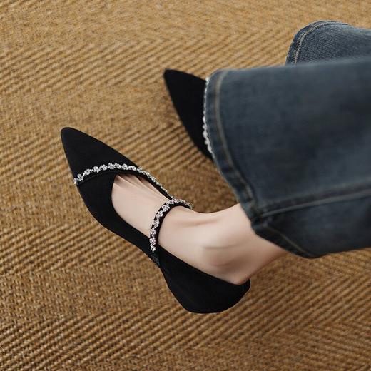 【预售5天】春夏新款法式复古玛丽珍鞋仙女风尖头内增高水钻单鞋JLY&1957 商品图4