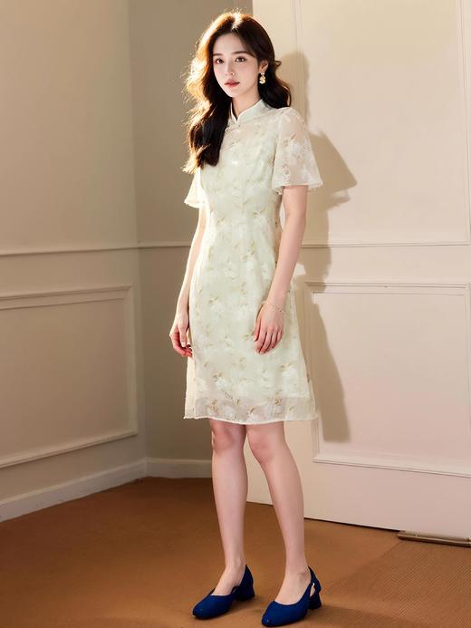 奢姿2025年夏季新款大码女装气质立领旗袍裙子胖妹妹印花连衣裙9932890917 商品图1