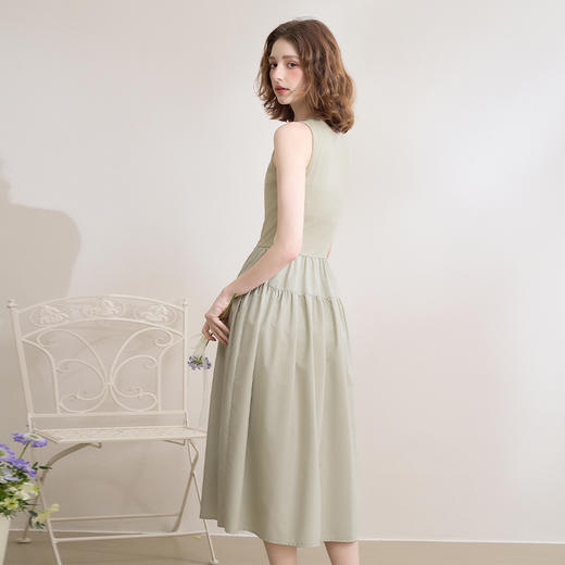 日系简约设计感柔软拼接针织背心裙女大裙摆连衣裙V0550201 商品图4