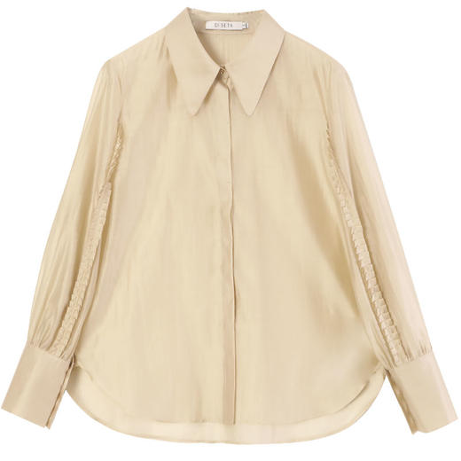 玳莎微透减龄天丝衬衫女2025春季新款木耳边装饰加长袖口宽松上衣  FA31308 商品图4