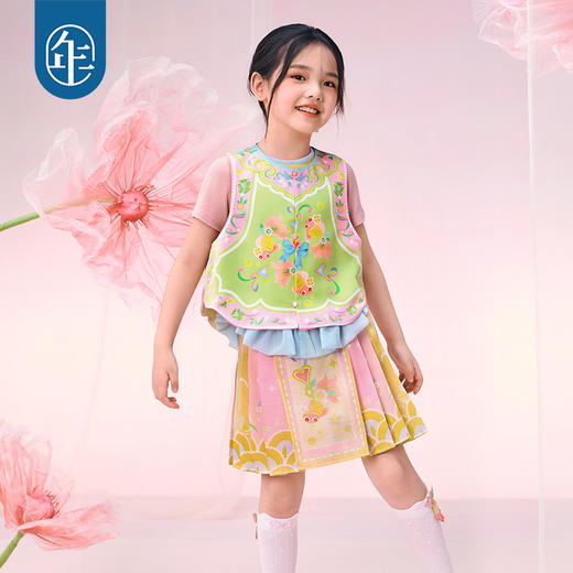 年衣童装2025春夏新款马甲衬衫古装金玉年年短款马面裙 商品图1