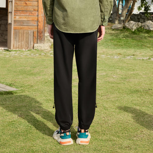 半身缘男裤 春季宽松时尚吊扣装饰棉布休闲裤251101P10303635 商品图4