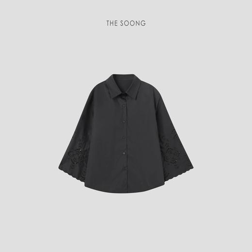 THESOONG‘玄简美学’进口高密贡缎砂洗黑色衬衫外套HBCS6313/HBCS6200 商品图4