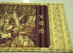 手工百骏图°竹雕画