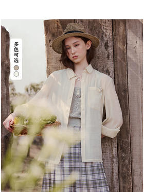 Teenie Weenie小熊简约衬衫女夏季女衬衣TTYA256418N
