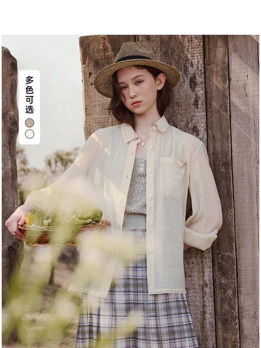 Teenie Weenie小熊简约衬衫女夏季女衬衣TTYA256418N 商品图0