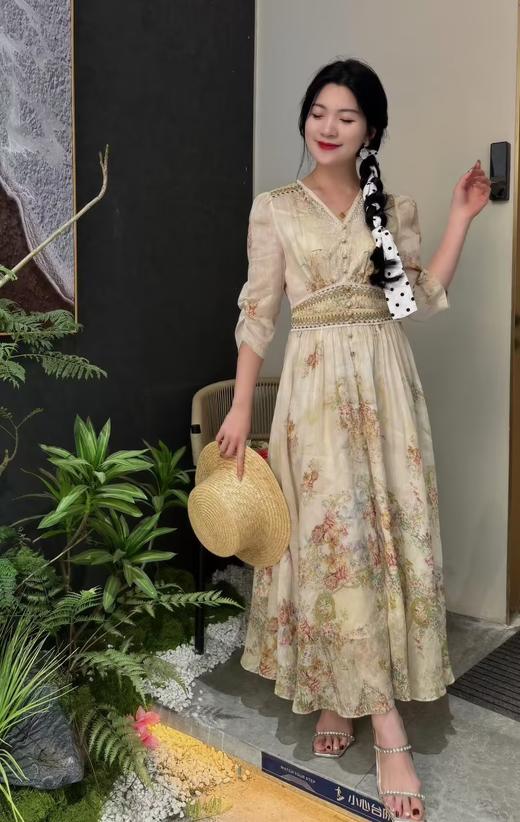 SZ1S60_如梦令色_连衣裙_春夏_分袖收腰大摆优雅气质通勤_高级女装_BERNIEELEN 伯妮斯茵 商品图3