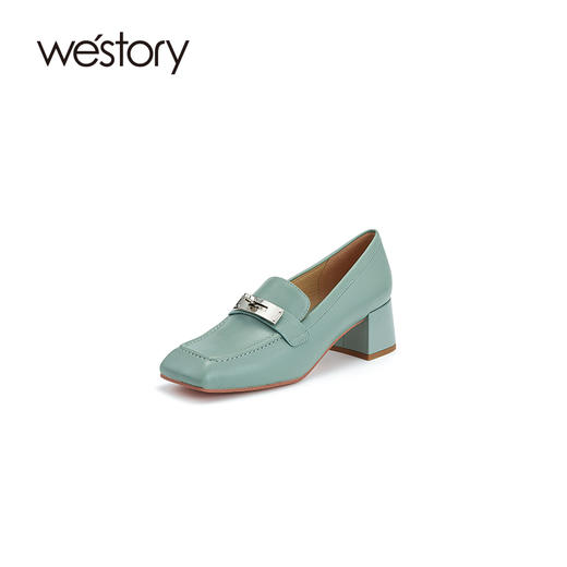 westory2023春季新款粗跟优雅通勤高跟鞋深口单鞋女55261 商品图3