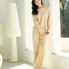 【免穿文胸】春款绵绵纽扣家居服女纯色长袖带胸垫套装舒适印花软糯微弹睡衣 居家无束缚~ 商品缩略图5