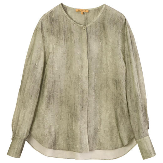 玳莎中式无领衬衫女士2025春季新款醋酸宽松慵懒复古国风印花外套  FA31309 商品图4