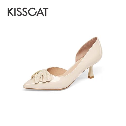 2F【Kiss cat接吻猫厅】接吻猫新款精致细跟高跟鞋简约亮感高级气质尖头单鞋女 商品图1
