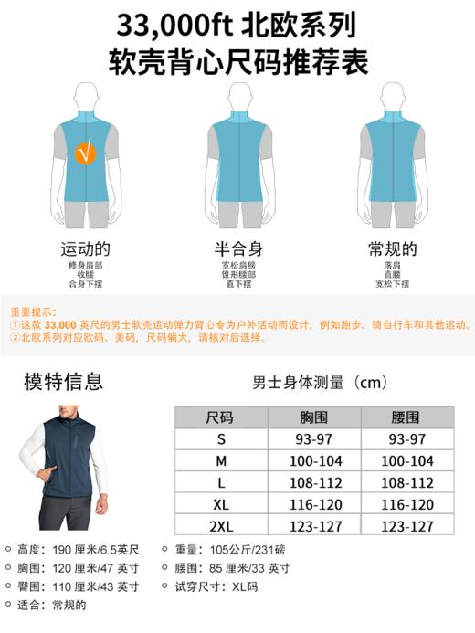 33000ft北欧大码立领春秋马夹大口袋户外运动骑行跑步安全反背心 商品图2
