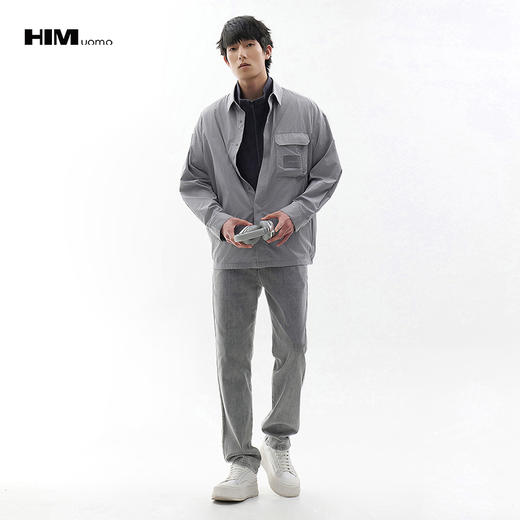 HIM漢崇 字母织唛工装口袋轻薄舒适休闲条纹衬衫外套男 2026春季 商品图1