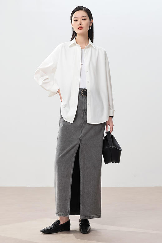 超模廓形免烫翻领衬衫 商品图0