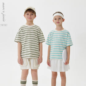 【透气快干】马克珍妮男女童条纹短袖T恤 儿童上衣夏装新款550606