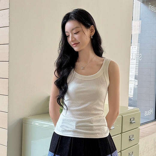夏季【莱赛尔U型显瘦背心】百搭神器休闲 时尚潮流外穿螺纹无袖背心女 商品图6