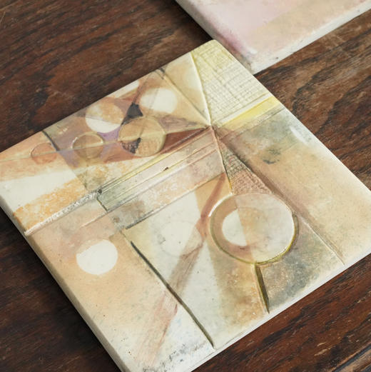 美国中古抽象手绘瓷板画 商品图2