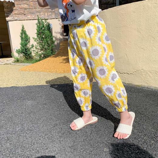 【超值39.9任选2条！】沙滩裤儿童复古碎花裤 夏季防晒裤 百搭防蚊裤 女童夏装印花中高腰长裤-QQ 商品图5