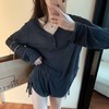 【夏季爆款遮阳防晒衫】V领垂坠感上衣 纯欲风辣妹百搭显瘦修身长袖T恤  商品缩略图8