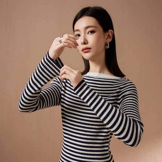 I'd爱帝一字领羊毛衫轻熟风正肩显瘦打底针织衫 商品图5