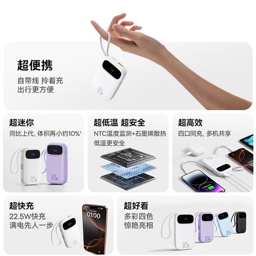 【国家3C认证】倍思 Q电3 数显快充移动电源 双线版 22.5W 苹果17 商品图1