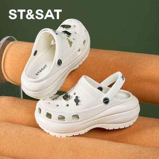 星期六时尚厚底增高奶油泡芙洞洞鞋SSD2110F0U 商品图12