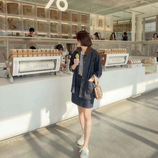 火桐hooton 蚕丝牛仔 及膝牛仔半裙99033 商品图3