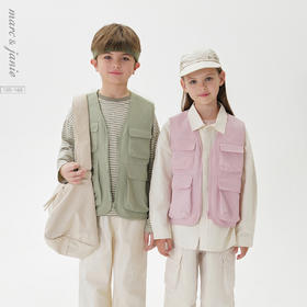 【山系户外】马克珍妮男女童三防多功能工装马甲春装新款250090