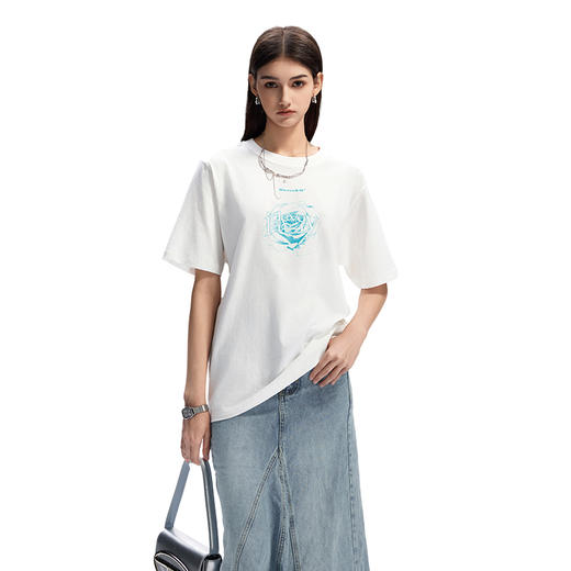 【陈立农同款】IDEVERRAY夏季新品高级感轻奢简约印花圆领纯棉情侣短袖T恤休闲21MSL-ID25SSFAT003 商品图3