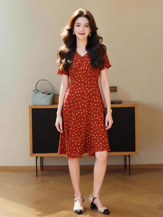 奢姿2025年夏装新款大码女装气质V领裙子胖妹妹印花时尚连衣裙9932866789 商品图3