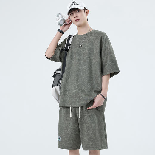 【特大码】【空气层】【DSY】大依优型大码圆领短袖T恤短裤套装夏季加肥加大肥佬休闲宽松透气上衣男士半袖夏装300斤 商品图2