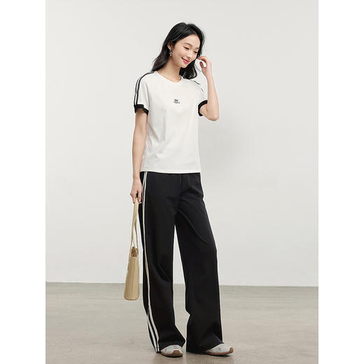 【专属特价】熙世界通勤运动风短袖T恤套装女2025夏季新款宽松休闲裤子两件套 商品图4