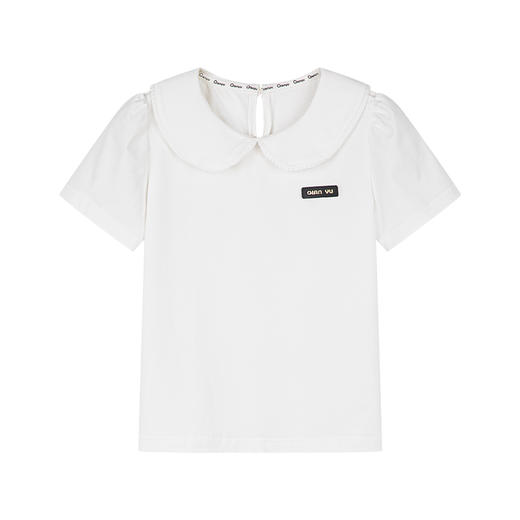 笛莎千与2025夏季新款女童气质娃娃领翻领短袖T恤 商品图4