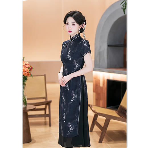 老上海复古民族风长款奥黛旗袍2025春夏新款中老年女士日常奥黛旗袍SYK27659 商品图3