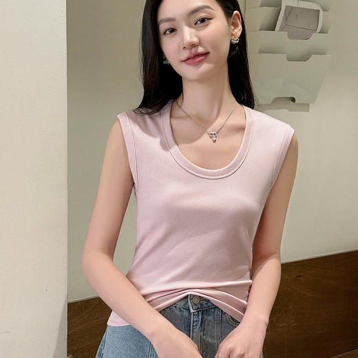 春夏新品【U型领宽肩带背心】无袖上衣 遮副乳百搭外穿宽松莱赛尔棉螺纹背心女  商品图11