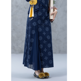 【林栖设计小店】2025夏府绸蓝印花布裙子传统新中式半身裙 1952355