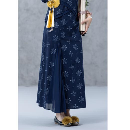 【林栖设计小店】2025夏府绸蓝印花布裙子传统新中式半身裙 1952355 商品图0