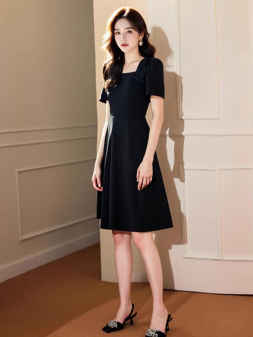 奢姿2025年夏装新款大码女装方领连衣裙胖妹妹蝴蝶结装饰连衣裙9932852658/ 商品图1