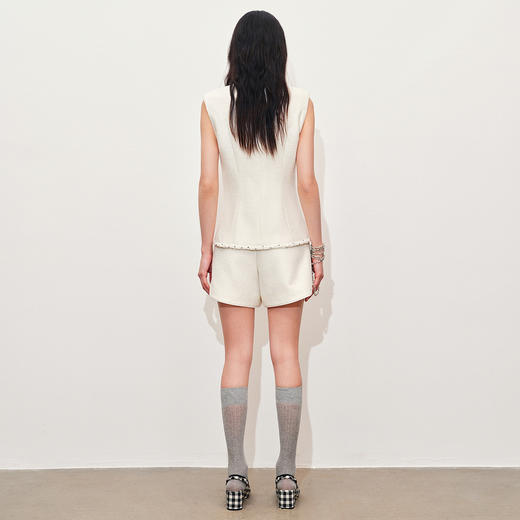 花纱肌理感率性亮片撞色花边织带马甲(货号:MC85VE008) 商品图4