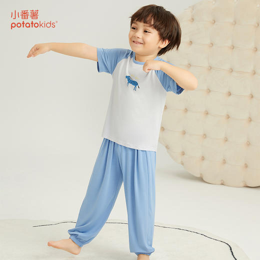 【特价爆款】小番薯PotatoKids莫代尔男童女童家居服吸湿透气睡衣套装 商品图3