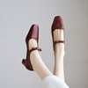 【预售5天】春季头层羊皮一字带甜美蝴蝶结显瘦舒适粗跟韩版小方头单鞋DJ&GY8777 商品缩略图4