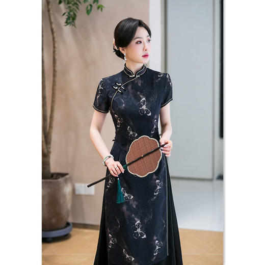 老上海复古民族风长款奥黛旗袍2025春夏新款中老年女士日常奥黛旗袍SYK27659 商品图0