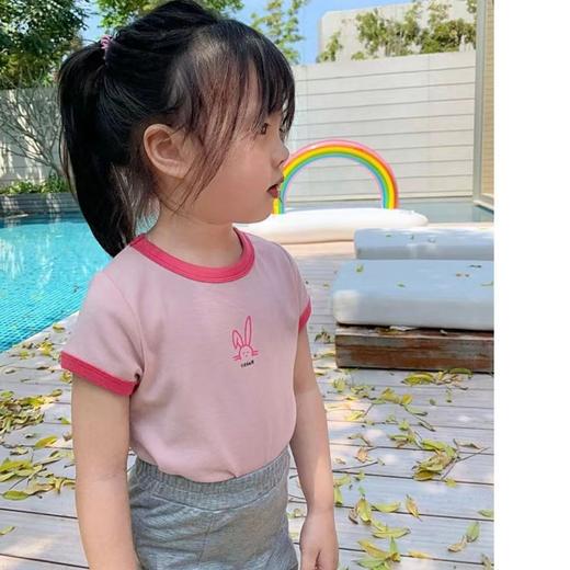 【超值39.9任选2款！】糖果色冰丝短袖t恤 新款韩版女童宝宝 男童夏装百搭洋气 捆条边中小童上衣-QQ 商品图3