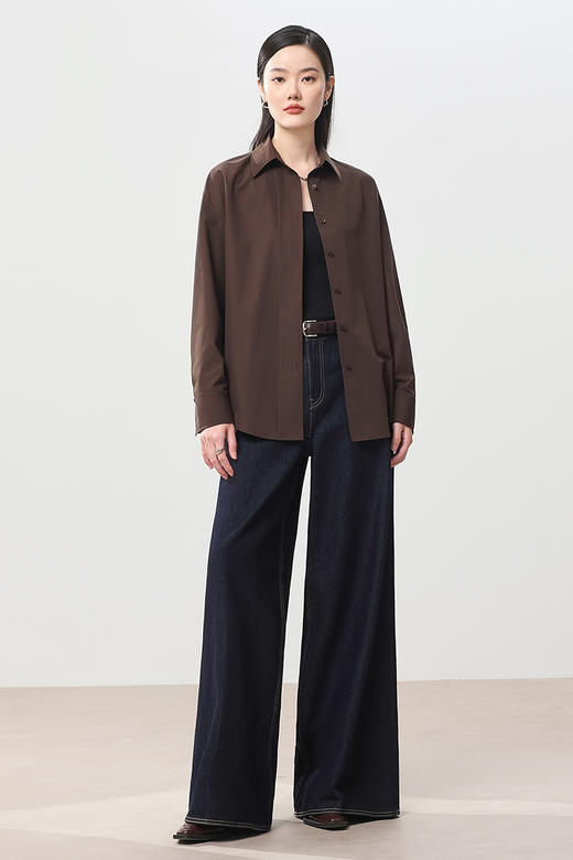 超模廓形免烫翻领衬衫 商品图2