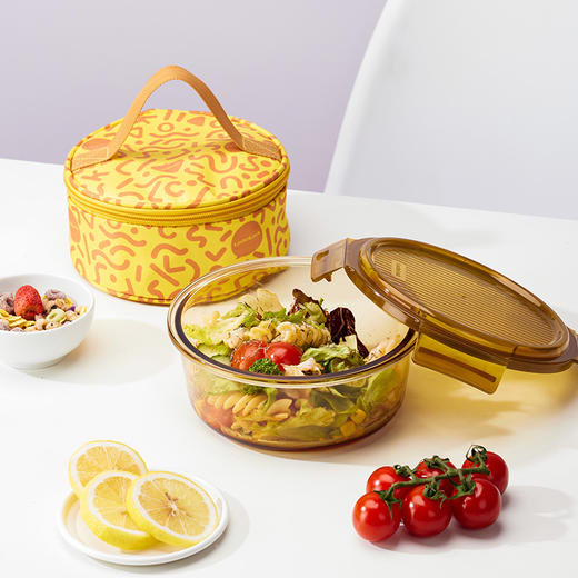 LCB235FU 晶彩琉光琥珀色圆形玻璃保鲜盒二件套 商品图11