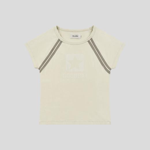 GOODBAI 星星标志logo印花圆领插肩飞袖紧身短袖T恤 商品图2