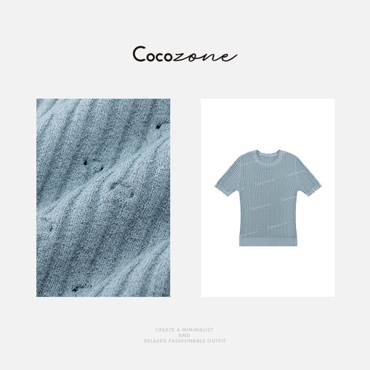 COCO ZONE 25春夏时尚修身竖条纹短袖针织衫CD2A0455 商品图2