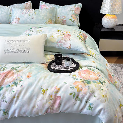 【2025春夏新品】恒源祥高品质天丝四件套 中华老字号严选 奢华质感 数码印花 柔软亲肤 床单床笠款可选 商品图3